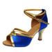 Ecqkame Women s Middle Heels Shoes Clearance Women s Solid Fashion Rumba Waltz Prom Ballroom Latin Dance Shoes Sandals Blue 34