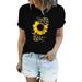 Sunflower Shirts For Women Cute Dandelion Graphics Tshirt Summer Women Short Sleeve Tee Tops Long Sleeve Shirts Tall Long Sleeve Compression Women Plain Solid Shirts Women Women Hiking Tops Fashio