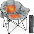 ZHANHAO Heated Camping Chair Oversized Camping Folding Chair Patio Lounge Chairs with 3 Heat Levels Portable Folding Camping Chairs Heated Chair Moon Saucer Chair Sports Chair Lawn Chair