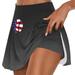 QATAINLAV Independence Day Tennis Skorts for Women Baseball Pattern Print Yoga Skirt July 4th Fake Two Piece Trouser Skirt Shorts Loose Running Athletic Shorts Spring Savings XL Black