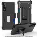 LG K22/LG K22 Plus/LG K32 Phone Case Heavy Duty Kickstand Card Holder Clip Shock Resistant HVDKC Multi-Function for LG K22/LG K22 Plus/LG K32 Phone Case Black