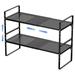 Drevy Expandable Kitchen Cabinet Shelf Organizers 2 Pack Stackable Metal Pantry Storage Shelves Rack Adjustable Counter Shelf for Cabinets Countertop Cupboard Organizers and Storage Black