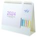 Note Pads Sticky Notes Desktop Calendar Flip for 2024 Simple and Creative Modern Business (pink/yellow Leather Frame)
