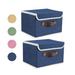 Beppter 2X Storage Box Home Textile Storage Foldable Fabric Storage With Handle Lid Large Collapsible Box Basket for Home Organizer 2 Packs Blue