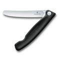 Victorinox Swiss Classic Foldable Utility Knife 4.3 Inch Wavy Edge Round Tip - Black