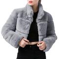 JDEFEG Petite Jackets Furry Sleeve Size Warm Jacket Fauxlong Plus Outerwear Short Coat Women Women s Coat Womens Jackets 3X Polyester Gy1 L