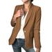 JDEFEG Petite Jacket Womens Double Casual Long Sleeve Open Front Jackets Work Suits All Weather active jacket women Winter women coat Brown S