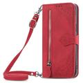 Hee Hee Smile Phone Case for Nokia C01 Plus With Long Lanyard Case Zipper Leather Wallet Shell Zipper Wallet Flip Case Phone Cover Wrist Strap