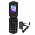 2G Flip Phone Dual SIM 1200mAh Dual SIM Flip Phone 1.77in Color Display Screen Cell Phone 100?240V Black EU Plug