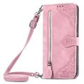 Hee Hee Smile Phone Case for Nokia C2 2nd With Long Lanyard Case Zipper Leather Wallet Shell Zipper Wallet Flip Case Phone Cover Wrist Strap