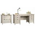Sauder 2 Piece Office Set with Executive Desk and File Cabinet in Chestnut