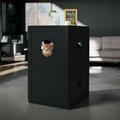Demi Bonn 36 2-tier Cat House with Anti-toppling Device Hidden Cat Litter Box Furniture Black
