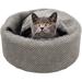 Washable Warming Cat Bed House Round Soft Cat Beds for Indoor Cats Calming Pet Sofa Kitten Bed Small Cat Pet Covered Cat Cave Beds (Gray) 12.59 x 12.59 x 5.91 in