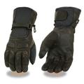 Milwaukee Leather Men s Black Gauntlet Motorcycle Hand Gloves-Waterproof Textile and Leather Reflective Piping-SH814 Small