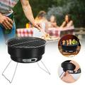 Wmhsylg Portable Round Barbecue Grill Outdoor Stainless Steel Barbecue Grill Folding Ice Pack Oven BBQ Grill Black