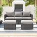 CHYVARY 3-Piece Patio Sofa Set Rattan Outdoor Furniture Set Three-Seat Sofa Ottomans Suiting Backyard Poolside and Patio Light Gray