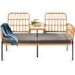 YFENGBO Patio Conversation Set Outdoor Loveseat with Table and Removable Cushions Patio Bench for Garden Lawn Backyard Poolside