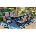 durable VILLA Patio Dining Set for 8 9 Piece Outdoor Table Chairs Set with 8 High Back Swivel Dining Chairs and Extendable Metal Patio Table Outdoor Furniture Dining Set for Lawn Garden