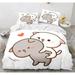 Peach Cat Bedding Quilt Cover Set 3Pcs Bedding Set Goma Cute Cats Duvet Cover Infantil Bedclothes Single Double Queen King Size