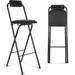 Folding Bar Stool with Backrest Leather Padded Counter Height Foldable Stool Portable Folding Stool Tall Bar Stools for Outdoor Camping Kitchen Shop Cafe Black (1 Pcs 29.5 Inch)