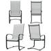NUU GARDEN Patio Dining Chairs Set of 4 All Weather Outdoor Padded Textilene Patio Chairs Breathable Spring Motion Textile High Back Outdoor Dining Chairs for Backyard Lawn Deck Grey