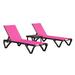 Xshelley Outdoor Lounge Chair Set of 3 Aluminum Patio Chaise Lounge Sunbathing Chair with Side Table & 5 Position Backrest All Weather Reclining Chair for Outside Beach Poolside Lawn