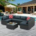 XGeek 7Pcs Outdoor Patio Furniture Sets with Tea Table Washable Couch Cushions