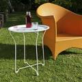 Atlantic Round Metal Tray White End Side Table Removable Tray Outdoor & Indoor Drink Snack Coffee Table Telephone Table