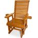 Innovaze Solid Fir Wood Outdoor Glider 35.8 in. Width for 1 Person with High Back Deep Contoured Seat and Cupholders Brown