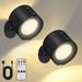 2 Pcs UP&Down Battery Operated Wall Sconces â€” Magnetic Wall Lights with Remote Control Wall Mounted Colors RGB Ambient Sconce Dimming & Removable Wireless Wall Lamp for Bedroom Reading