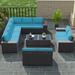 Outdoor Patio Set 14 Pieces Outdoor All Weather Patio Sectional Sofa PE Wicker Modular Conversation Sets with Coffee Table 12 Chairs & Seat Clips(Sand)