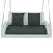 Outdoor 2 Person Wicker Hanging Porch Swing with Chains Cushion and Pillow Rattan Swing Bench Hanging Porch Swing