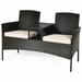 Canddidliike 3 Piece Rocking Bistro Set Outdoor Furniture with Rocker Chairs and Coffee Table Set of 3 Balcony Porch Furniture for Small Space