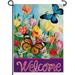 YCHII Welcome Summer Flower Wreath Home Decorative Garden Flag Daisy Floral House Yard Vintage Butterfly Decor Outside Decorations Spring Farmhouse Outdoor Small Flag Double Sided