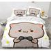 Peach Cat Bedding Quilt Cover Set 3Pcs Bedding Set Goma Cute Cats Duvet Cover Infantil Bedclothes Single Double Queen King Size