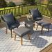 Glavbiku 4 Seat Metal Patio Chair Sets Outdoor Woven Rope Conversation Set with Cool Bar Table Gray