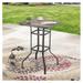 YeSayH Outdoor Square Bar Patio Metal Height Bistro Table with Wood-Like Top Black
