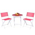 Kadyn 3 Pieces Patio Folding Bistro Set for Balcony or Outdoor Space Lounge Chairs Table Set 2 Foldable Chairs and 1 Table-Red