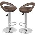 SPBOOMlife Adjustable Pub Swivel Barstool Hydraulic Patio Barstool Indoor/Outdoor W/ Open Back and Chrome Footrest 2pcs