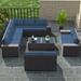 Outdoor Patio Set 14 Pieces Outdoor All Weather Patio Sectional Sofa PE Wicker Modular Conversation Sets with Coffee Table 12 Chairs & Seat Clips(Sand)