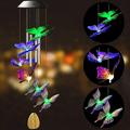 Harpi Solar Wind Chimes Outdoor Butterfly Solar Wind Chimes with 4 Aluminum Tubes Color Changing LED Mobile Wind Chime Waterproof Gifts for Birthday Night Party Yard Garden Decor
