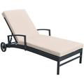 Hawthorne Collections Modern Fabric Adjustable Patio Chaise Lounge in Beige