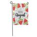LADDKE Summer Inscription Hello August and Sliced Watermelons Calligraphic Garden Flag Decorative Flag House Banner 12x18 inch