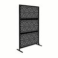 Metal Privacy Screen Laser Cut Decorative Steel Privacy Panel Metal Fencing Hanging Room Divider Partitions Panel Screen 48x75in 006