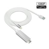 Compatible with Phone Pad to HDMI Cable 6.6ft Digital AV Adapter Cord 1080P HDTV Cord Converter Compatible with Phone XR X 8 7 6 Pad Air Mini Pro Pod Touch to TV Projector (Silver)