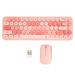 USB Keyboard Mouse 2.4G Wireless 68 Keys Low Consumption Retro Cute ABS Gaming Keyboard Mouse for PC Pink Mixed Color