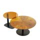 Lot de 2 Table Basse Gigogne Rond Rétro Table de Café Elegant en Bois avec Bout de Canapé en Verre