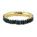 Women's Gold / Blue Baguette Blue Sapphire Gemstone Band Ring In Solid 18K Yellow Gold Artisan