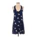 American Eagle Outfitters Casual Dress - Popover: Blue Floral Motif Dresses - Women's Size Small