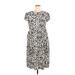 Who What Wear Casual Dress High Neck Short sleeves: Ivory Leopard Print Dresses - Women's Size X-Large